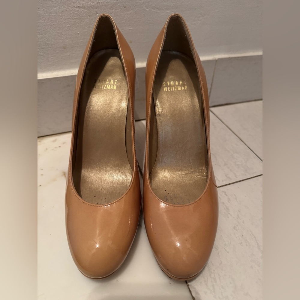 Stuart Weitzman Nude Patent Leather Heels